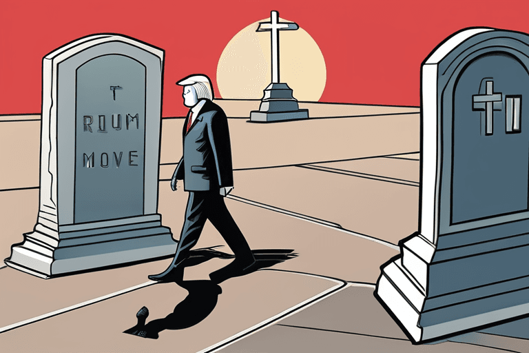 أرملة تنقل قبر زوجها مع تصاعد التوترات العالمية: هدف ترامب ينجو.