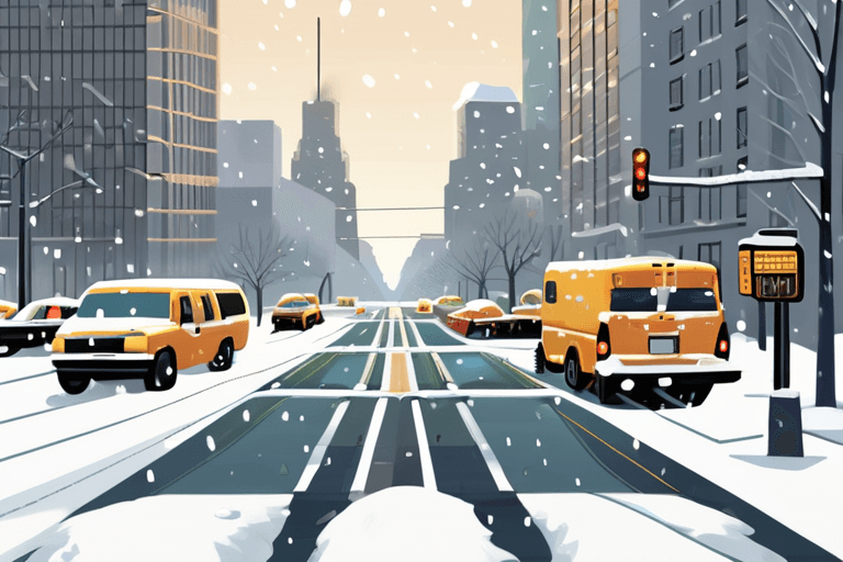 NYC Snowfall Welcomes Visitors Before Traffic Halt