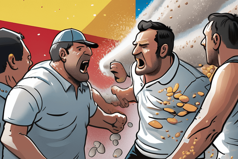 Spain's "Flour War": Mayhem as Locals Pelt Each Other with Flour, Eggs & Fireworks