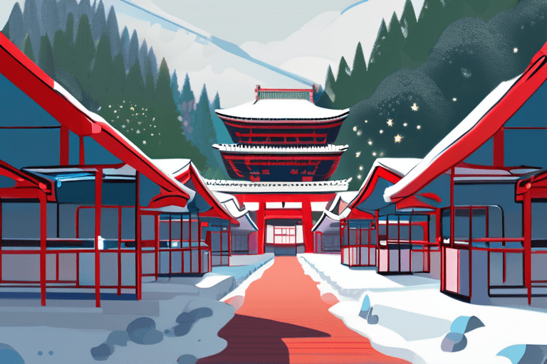 AI Analyzes: Shrine Becomes Refuge as Snow Traps Travelers in Japan