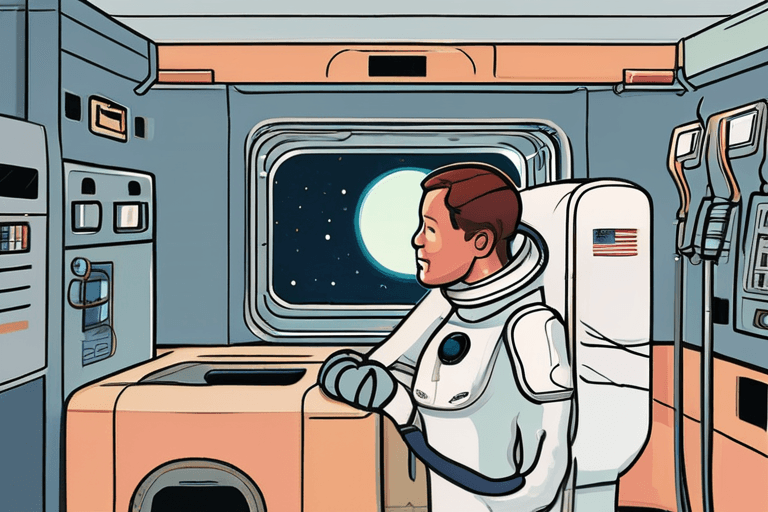 宇宙ステーションでの健康診断後、宇宙飛行士が帰還