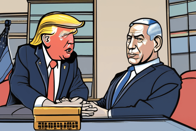 トランプ、輸入を強化、嵐の中ネタニヤフと会談