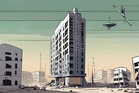 停戦合意中、アレッポの建物がドローン攻撃を受ける