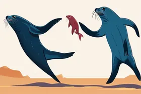 Seals Snatch Scraps in South African Fishing Village!